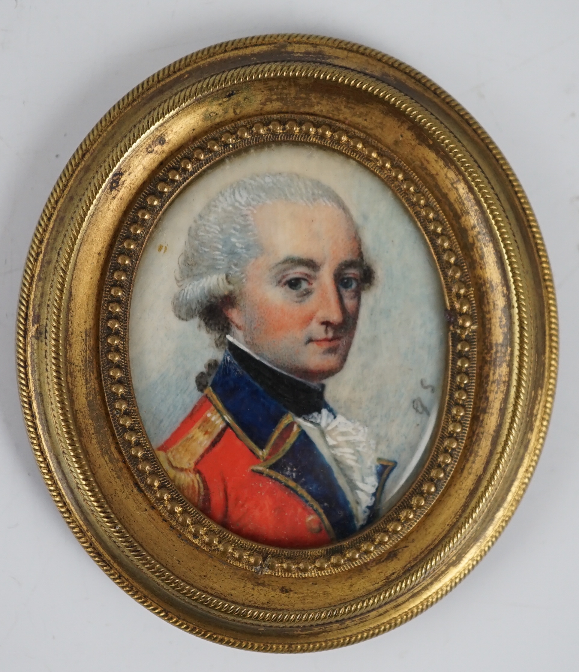 G.S circa 1810, Portrait miniature of an army officer, oil on ivory, 3.8 x 3cm. CITES Submission reference 1FREREYY